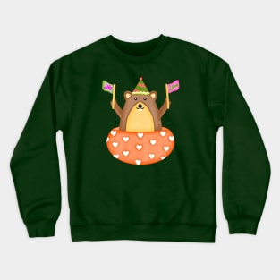 Cute groundhog with love and life flags Crewneck Sweatshirt